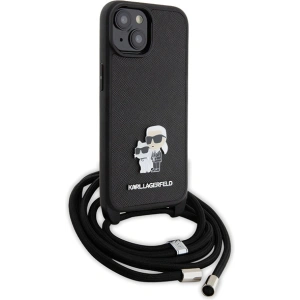 Etui Karl Lagerfeld KLHCP15MSAKCPSK Apple iPhone 15 Plus / 14 Plus hardcase Crossbody Saffiano Metal Pin Karl & Choupette czarny/black