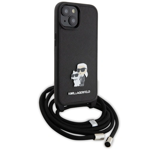 Kup Case Karl Lagerfeld KLHCP15MSAKCPSK Apple iPhone 15 Plus / 14 Plus Hardcase Crossbody Saffiano Metal Pin Karl & Choupette schwarz/black - KLD1656 - {ean13} - Sklep Home Screen
