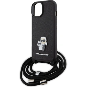 Etui Karl Lagerfeld KLHCP15MSAKCPSK Apple iPhone 15 Plus / 14 Plus hardcase Crossbody Saffiano Metal Pin Karl & Choupette czarny/black