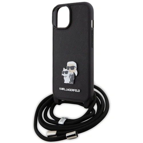 Kup Case Karl Lagerfeld KLHCP15MSAKCPSK Apple iPhone 15 Plus / 14 Plus Hardcase Crossbody Saffiano Metal Pin Karl & Choupette schwarz/black - KLD1656 - {ean13} - Sklep Home Screen