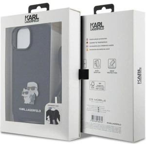 Etui Karl Lagerfeld KLHCP15MSAKCPSK Apple iPhone 15 Plus / 14 Plus hardcase Crossbody Saffiano Metal Pin Karl & Choupette czarny/black