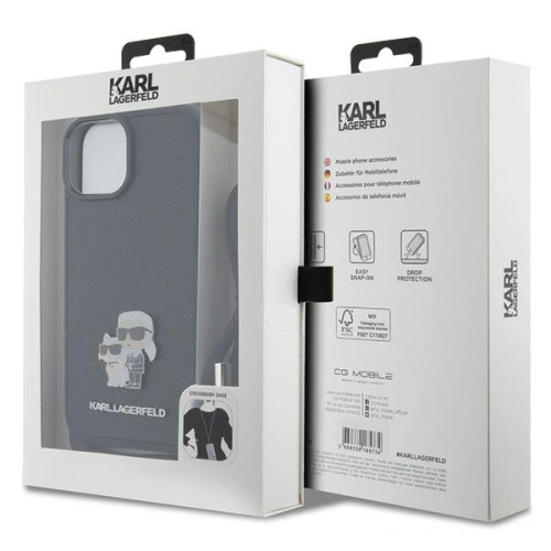 Kup Etui Karl Lagerfeld KLHCP15MSAKCPSK Apple iPhone 15 Plus / 14 Plus hardcase Crossbody Saffiano Metal Pin Karl & Choupette černý/black - KLD1656 - {ean13} - Sklep Home Screen