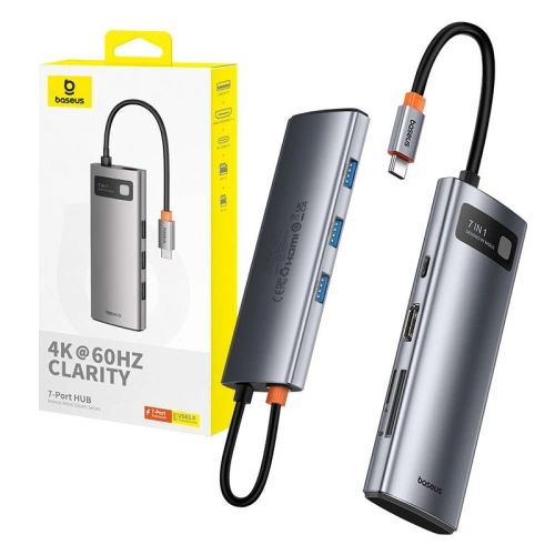Kup Adapter Baseus Gleam Hub 7w1 USB-C zu 1x HDMI4K 60Hz + 3xUSB3.0 + 1xPD + 1xSD/TF (grau) - BSU4560 - {ean13} - Sklep Home Screen