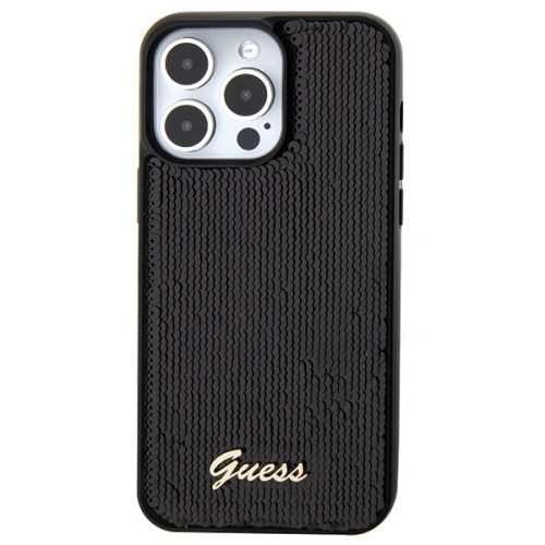 Buy Guess GUHCP15LPSFDGSK Apple iPhone 15 Pro hardcase Sequin Script Metal black - GUE2821 - {ean13} - Home Screen Store Europe