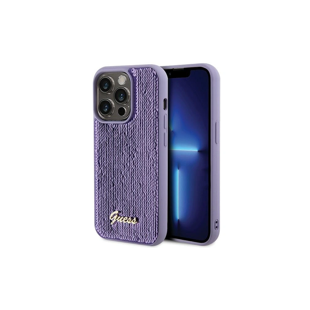 Etui Guess GUHCP15LPSFDGSU Apple iPhone 15 Pro hardcase Sequin Script Metal fioletowy/purple