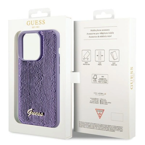Kup Guess Apple Carcasă GUHCP15LPSFDGSU iPhone 15 Pro hardcase Sequin Script Metal violet/violet - GUE2823 - {ean13} - Sklep Home Screen