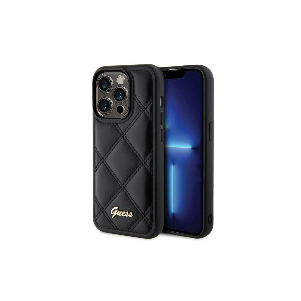 Etui Guess GUHCP15LPSQSQSK Apple iPhone 15 Pro hardcase Quilted Metal Logo czarny/black