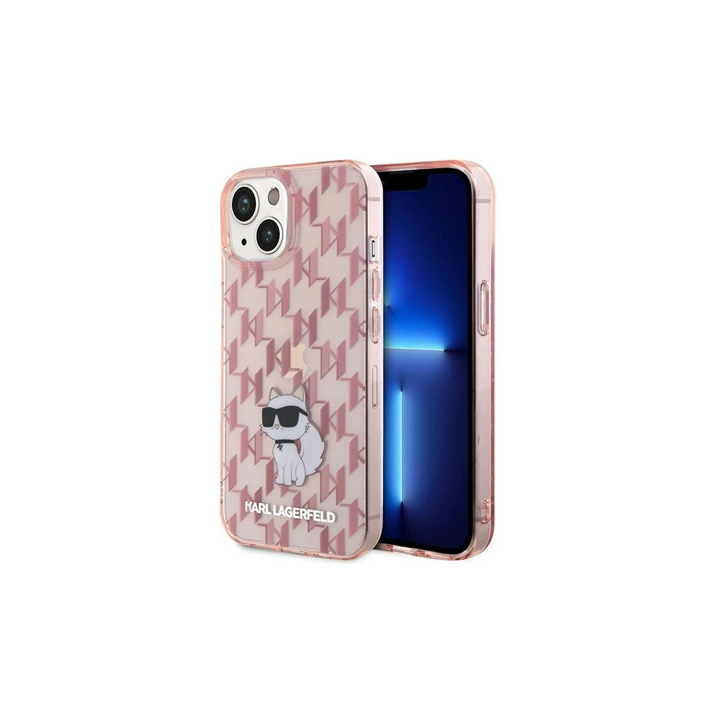 Etui Karl Lagerfeld KLHCP15SHNCMKLP Apple iPhone 15 hardcase Monogram Choupette różowy/pink