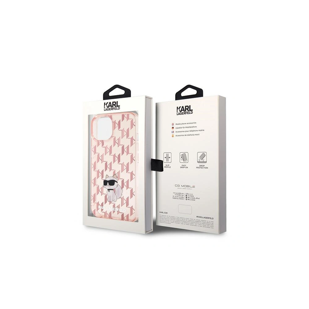Etui Karl Lagerfeld KLHCP15SHNCMKLP Apple iPhone 15 hardcase Monogram Choupette różowy/pink