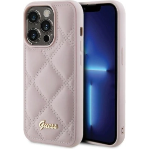 Etui Guess GUHCP15LPSQSQSP Apple iPhone 15 Pro hardcase Quilted Metal Logo różowy/pink