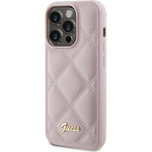 Etui Guess GUHCP15LPSQSQSP Apple iPhone 15 Pro hardcase Quilted Metal Logo różowy/pink