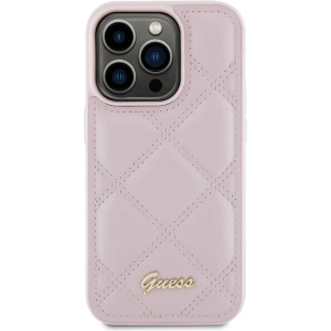 Etui Guess GUHCP15LPSQSQSP Apple iPhone 15 Pro hardcase Quilted Metal Logo różowy/pink