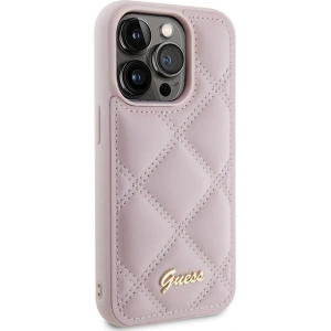 Etui Guess GUHCP15LPSQSQSP Apple iPhone 15 Pro hardcase Quilted Metal Logo różowy/pink