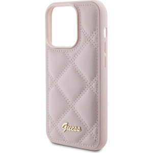 Etui Guess GUHCP15LPSQSQSP Apple iPhone 15 Pro hardcase Quilted Metal Logo różowy/pink