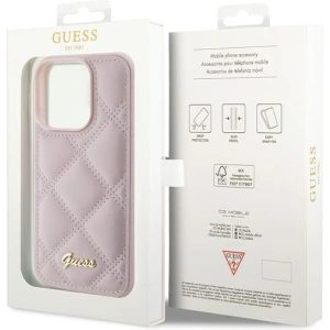 Etui Guess GUHCP15LPSQSQSP Apple iPhone 15 Pro hardcase Quilted Metal Logo różowy/pink