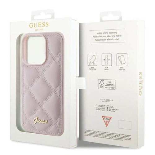 Kup Etui Guess GUHCP15LPSQSQSP Apple iPhone 15 Pro hardcase Quilted Metal Logo růžový/pink - GUE2825 - {ean13} - Sklep Home Screen