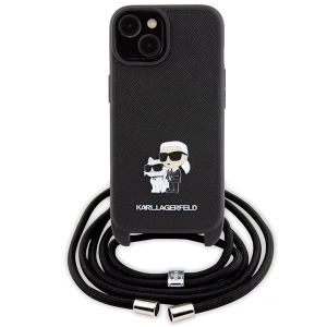 Etui Karl Lagerfeld KLHCP15SSAKCPSK Apple iPhone 15 hardcase Crossbody Saffiano Metal Pin Karl & Choupette czarny/black