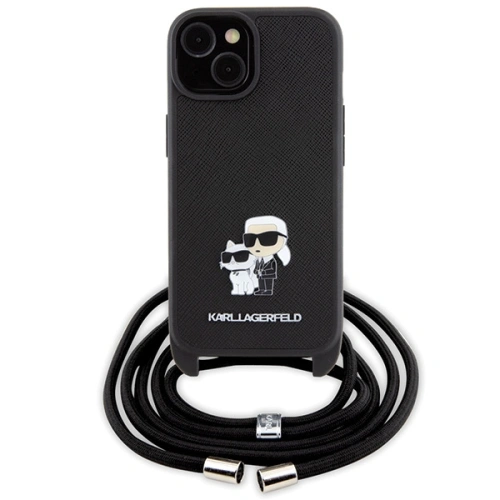 Kup Etui Karl Lagerfeld KLHCP15SSAKCPSK Apple iPhone 15 hardcase Crossbody Saffiano Metal Pin Karl & Choupette černý/black - KLD1663 - {ean13} - Sklep Home Screen