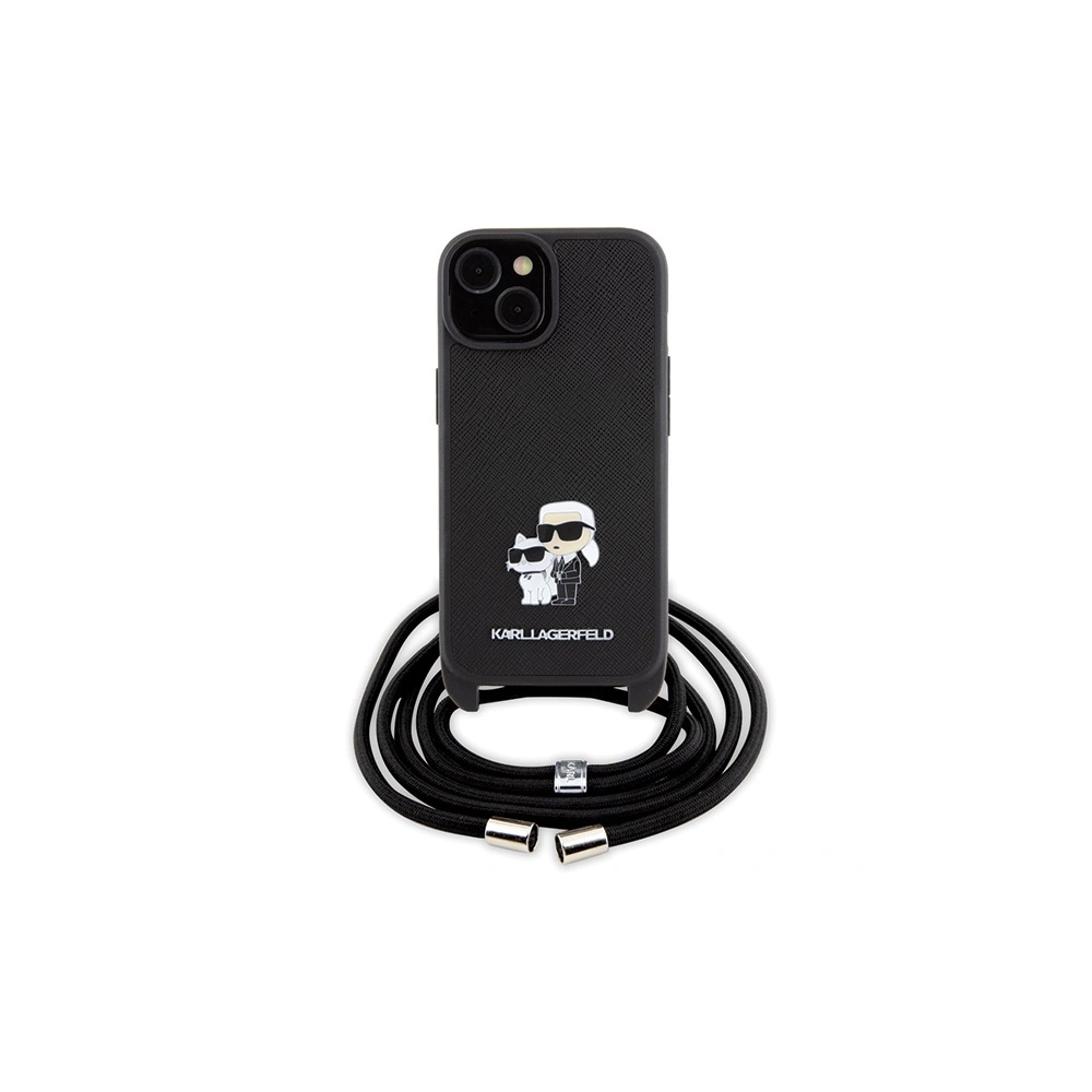 Etui Karl Lagerfeld KLHCP15SSAKCPSK Apple iPhone 15 hardcase Crossbody Saffiano Metal Pin Karl & Choupette czarny/black