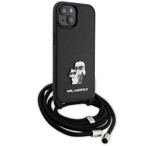 Etui Karl Lagerfeld KLHCP15SSAKCPSK Apple iPhone 15 hardcase Crossbody Saffiano Metal Pin Karl & Choupette czarny/black