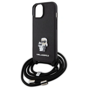 Etui Karl Lagerfeld KLHCP15SSAKCPSK Apple iPhone 15 hardcase Crossbody Saffiano Metal Pin Karl & Choupette czarny/black