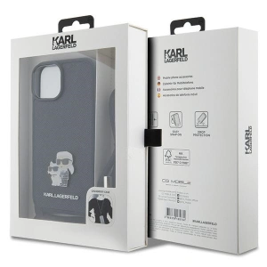 Etui Karl Lagerfeld KLHCP15SSAKCPSK Apple iPhone 15 hardcase Crossbody Saffiano Metal Pin Karl & Choupette czarny/black