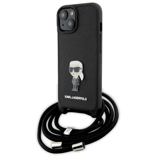 Kup Etui Karl Lagerfeld KLHCP15SSASKNPSK Apple iPhone 15 hardcase Crossbody Saffiano Monogram Metal Pin Karl & Choupette černý/black - KLD1664 - {ean13} - Sklep Home Screen
