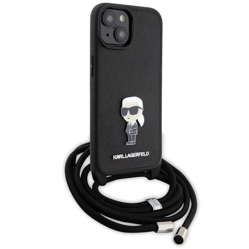 Kup Etui Karl Lagerfeld KLHCP15SSASKNPSK Apple iPhone 15 hardcase Crossbody Saffiano Monogram Metal Pin Karl & Choupette černý/black - KLD1664 - {ean13} - Sklep Home Screen
