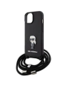 Kup Case Karl Lagerfeld KLHCP15SSASKNPSK Apple iPhone 15 Hardcase Crossbody Saffiano Monogram Metall Pin Karl & Choupette schwarz/black - KLD1664 - {ean13} - Sklep Home Screen