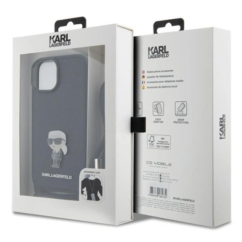Kup Etui Karl Lagerfeld KLHCP15SSASKNPSK Apple iPhone 15 hardcase Crossbody Saffiano Monogram Metal Pin Karl & Choupette černý/black - KLD1664 - {ean13} - Sklep Home Screen