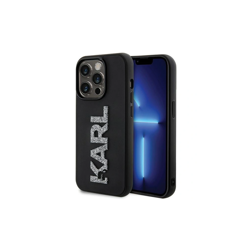 Etui Karl Lagerfeld KLHCP15X3DMBKCK Apple iPhone 15 Pro Max hardcase 3D Rubber Glitter Logo czarny/black