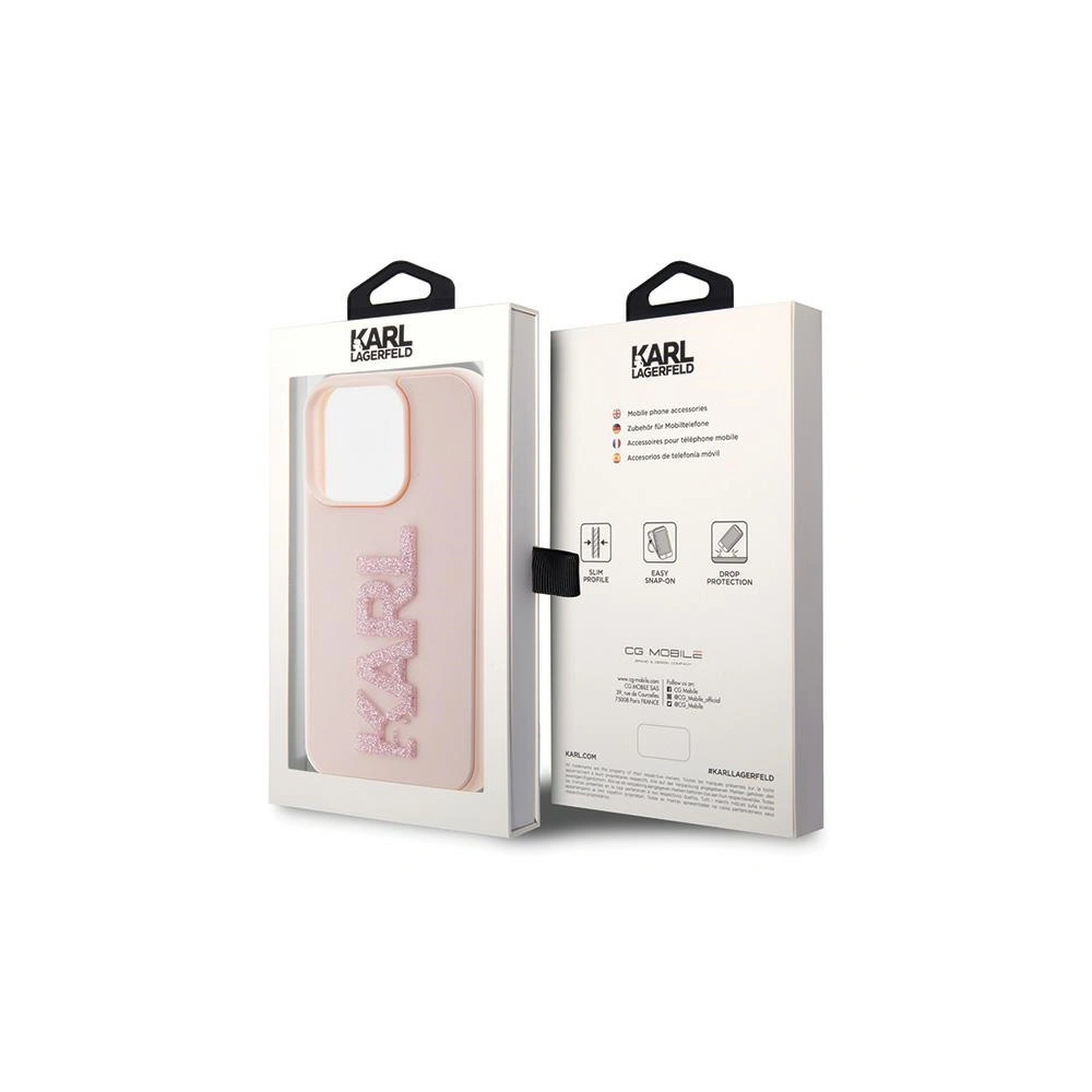 Etui Karl Lagerfeld KLHCP15X3DMBKCP Apple iPhone 15 Pro Max hardcase 3D Rubber Glitter Logo różowy/pink