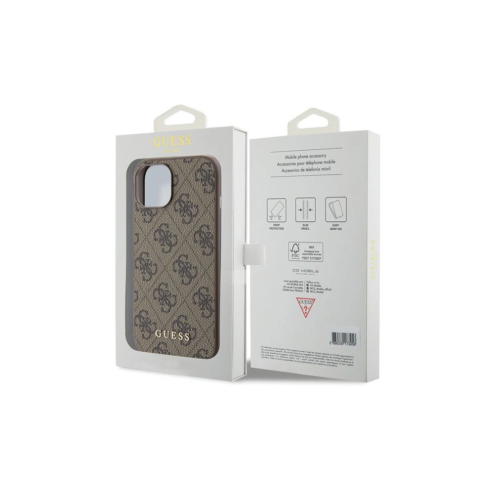 Etui Guess GUHCP15SG4GFBR Apple iPhone 15 hard case 4G Metal Gold Logo brązowy/brown