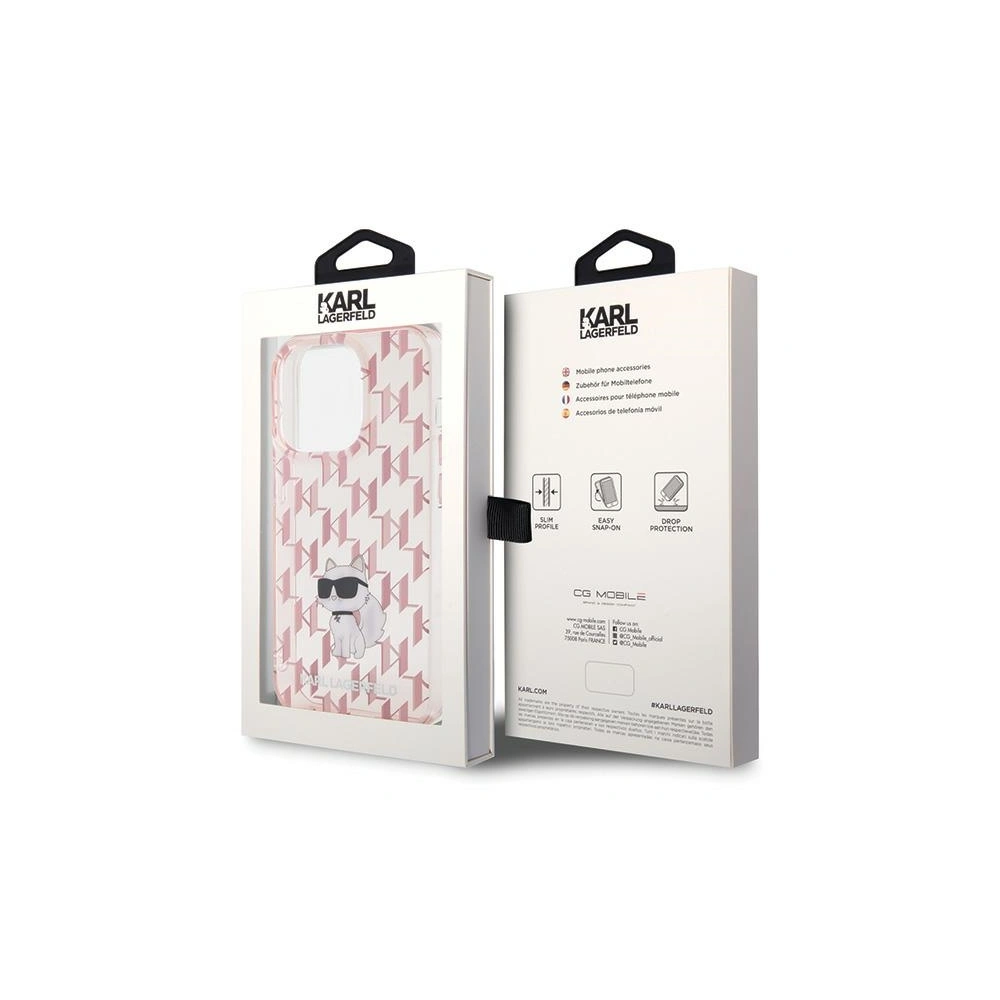 Etui Karl Lagerfeld KLHCP15XHNCMKLP Apple iPhone 15 Pro Max hardcase Monogram Choupette różowy/pink