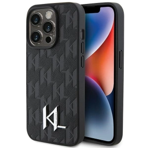 Buy Karl Lagerfeld KLHCP15XPKLPKLK Apple iPhone 15 Pro Max hardcase Leather Monogram Hot Stamp Metal Logo black - KLD1671 - {ean13} - Home Screen Store Europe