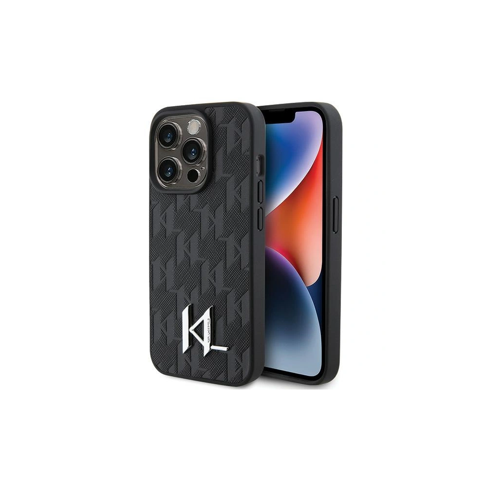 Etui Karl Lagerfeld KLHCP15XPKLPKLK Apple iPhone 15 Pro Max hardcase Leather Monogram Hot Stamp Metal Logo czarny/black