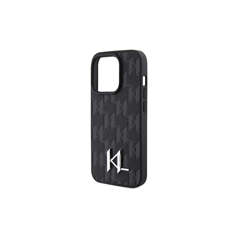 Etui Karl Lagerfeld KLHCP15XPKLPKLK Apple iPhone 15 Pro Max hardcase Leather Monogram Hot Stamp Metal Logo czarny/black