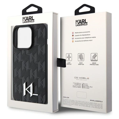 Kup Case Karl Lagerfeld KLHCP15XPKLPKLK Apple iPhone 15 Pro Max Hardcase Leder Monogram Heißpräge Metalllogo schwarz/black - KLD1671 - {ean13} - Sklep Home Screen