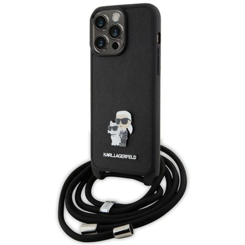 Kup Case Karl Lagerfeld KLHCP15XSAKCPSK Apple iPhone 15 Pro Max Hardcase Crossbody Saffiano Metal Pin Karl & Choupette schwarz/black - KLD1672 - {ean13} - Sklep Home Screen