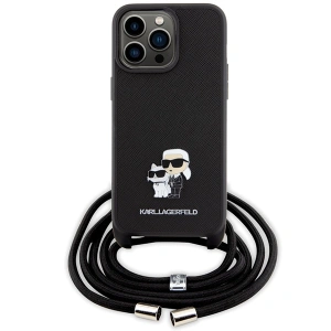 Buy Karl Lagerfeld KLHCP15XSAKCPSK Apple iPhone 15 Pro Max hardcase Crossbody Saffiano Metal Pin Karl & Choupette black - KLD1672 - {ean13} - Home Screen Store Europe