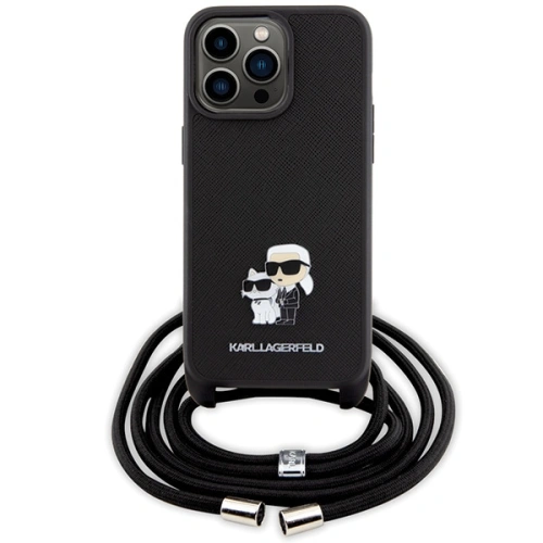 Kup Etui Karl Lagerfeld KLHCP15XSAKCPSK Apple iPhone 15 Pro Max hardcase Crossbody Saffiano Metal Pin Karl & Choupette černý/black - KLD1672 - {ean13} - Sklep Home Screen
