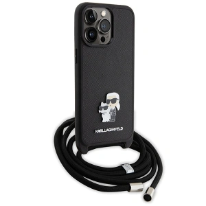 Buy Karl Lagerfeld KLHCP15XSAKCPSK Apple iPhone 15 Pro Max hardcase Crossbody Saffiano Metal Pin Karl & Choupette black - KLD1672 - {ean13} - Home Screen Store Europe