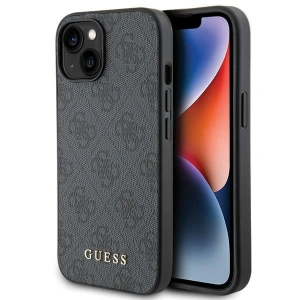 Etui Guess GUHCP15SG4GFGR Apple iPhone 15 hard case 4G Metal Gold Logo szary/grey