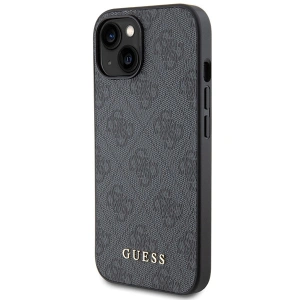 Etui Guess GUHCP15SG4GFGR Apple iPhone 15 hard case 4G Metal Gold Logo szary/grey