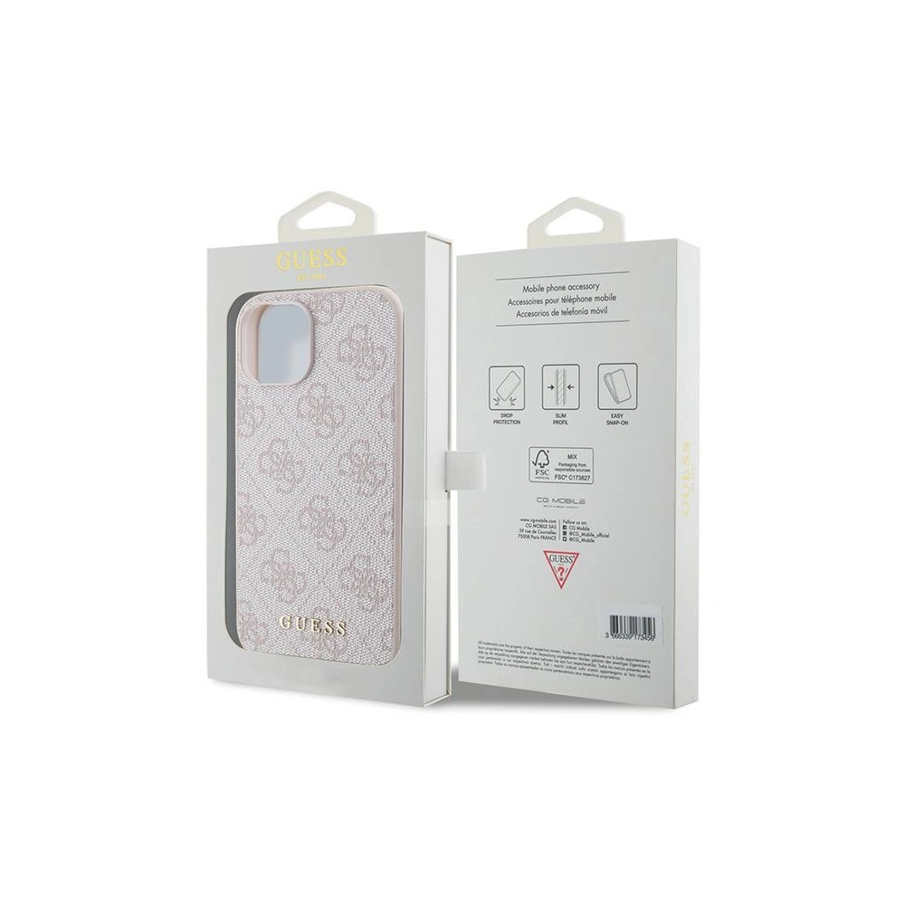 Etui Guess GUHCP15SG4GFPI Apple iPhone 15 hard case 4G Metal Gold Logo różowy/pink