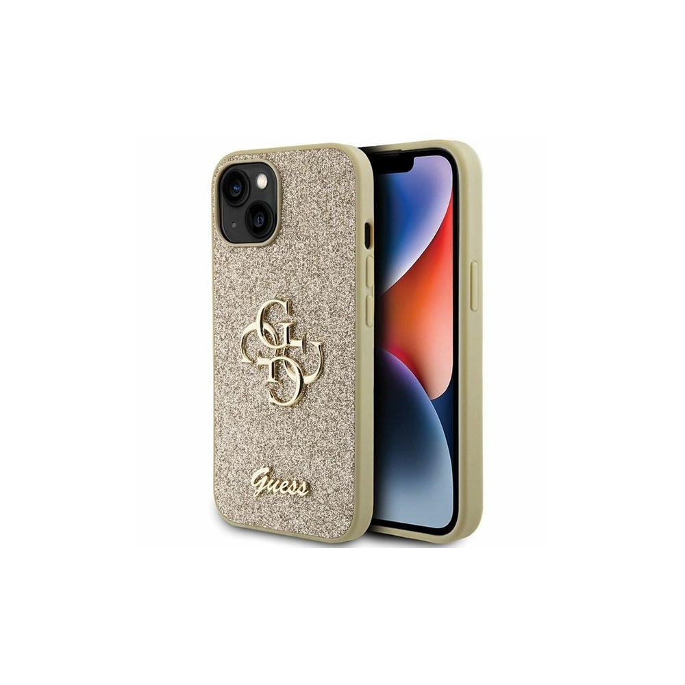 Etui Guess GUHCP15SHG4SGD Apple iPhone 15 hardcase Glitter Script Big 4G złoty/gold