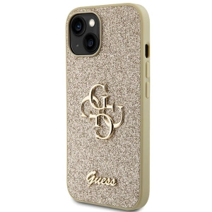 Etui Guess GUHCP15SHG4SGD Apple iPhone 15 hardcase Glitter Script Big 4G złoty/gold