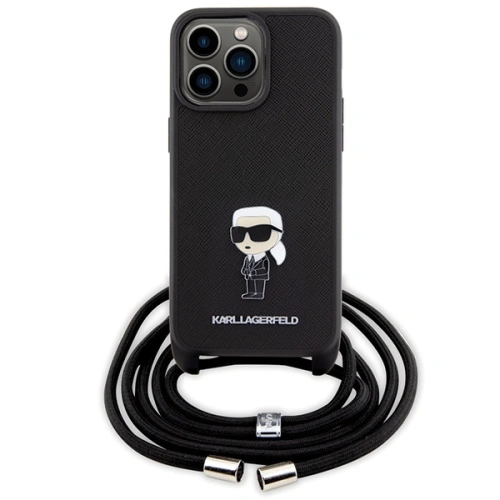 Buy Karl Lagerfeld KLHCP15XSASKNPSK Apple iPhone 15 Pro Max hardcase Crossbody Saffiano Monogram black - KLD1673 - {ean13} - Home Screen Store Europe