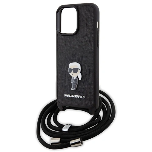 Buy Karl Lagerfeld KLHCP15XSASKNPSK Apple iPhone 15 Pro Max hardcase Crossbody Saffiano Monogram black - KLD1673 - {ean13} - Home Screen Store Europe
