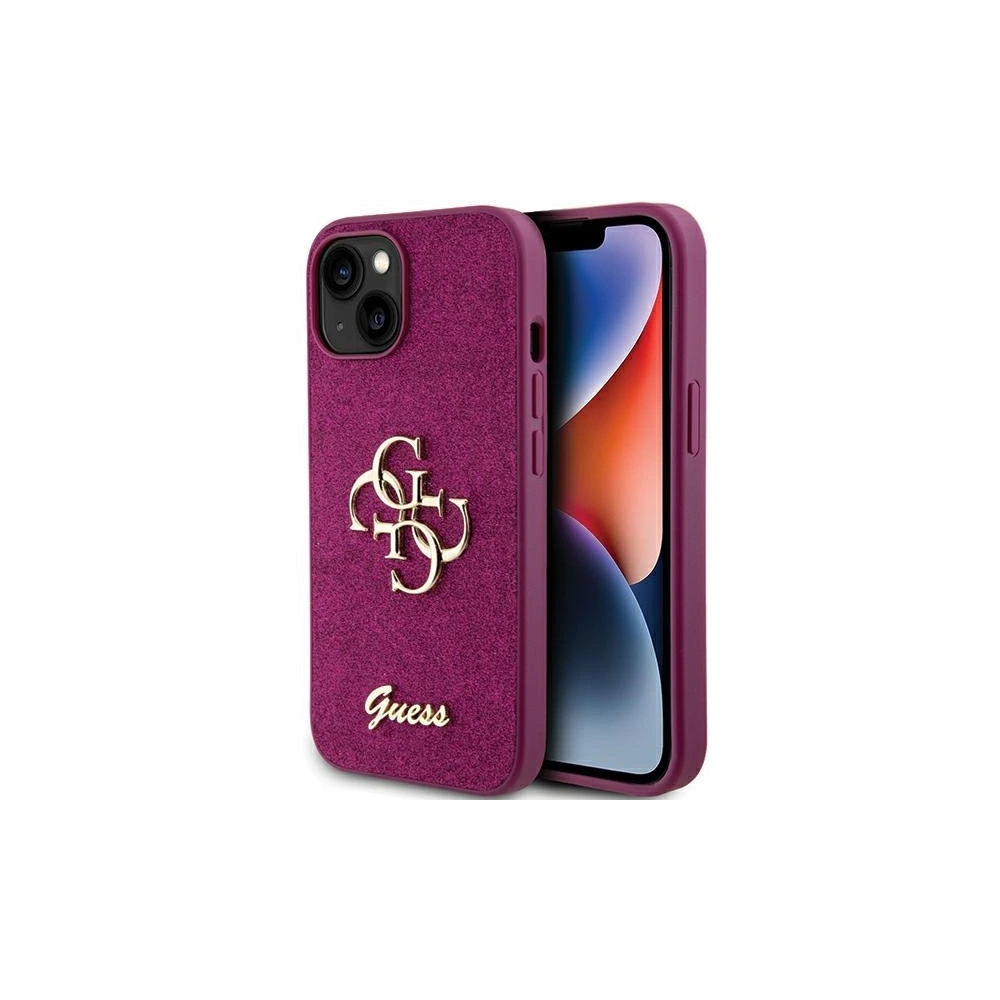 Etui Guess GUHCP15SHG4SGU Apple iPhone 15 hardcase Glitter Script Big 4G fioletowy/purple